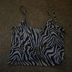 zebra pattern v neck tank top